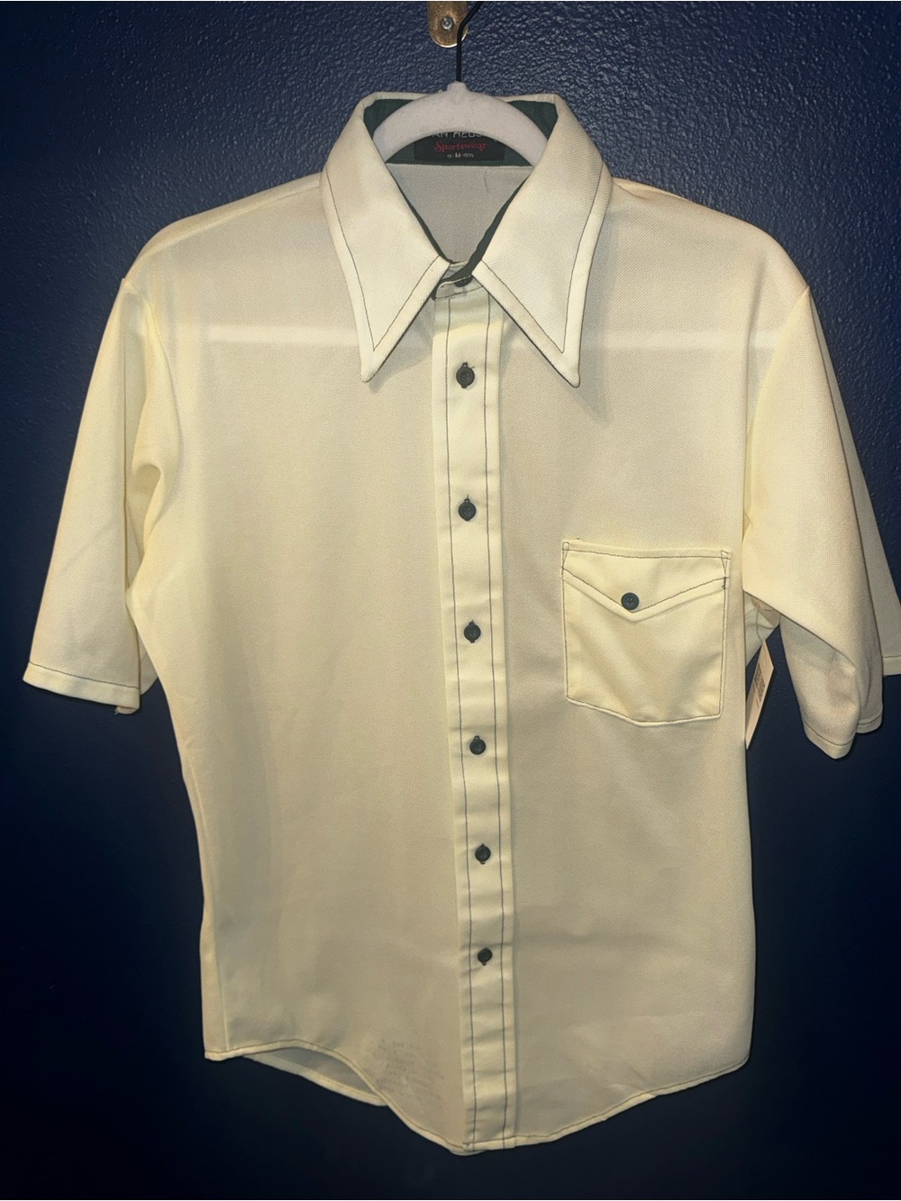 Vintage 70s Pale Yellow Button-Up Shirt